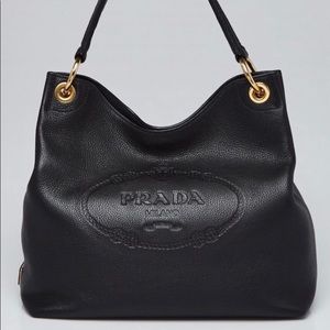 Prada Embossed Logo Hobo Vitello Daino Handbag